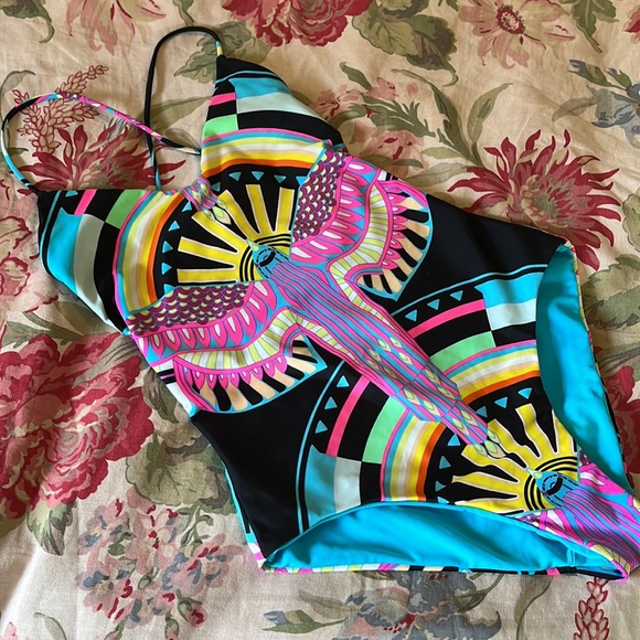 MARA HOFFMAN Size Small Colorful Phoenix Bird Sun Goddess One-Piece Swim $228 - Picture 11 of 16